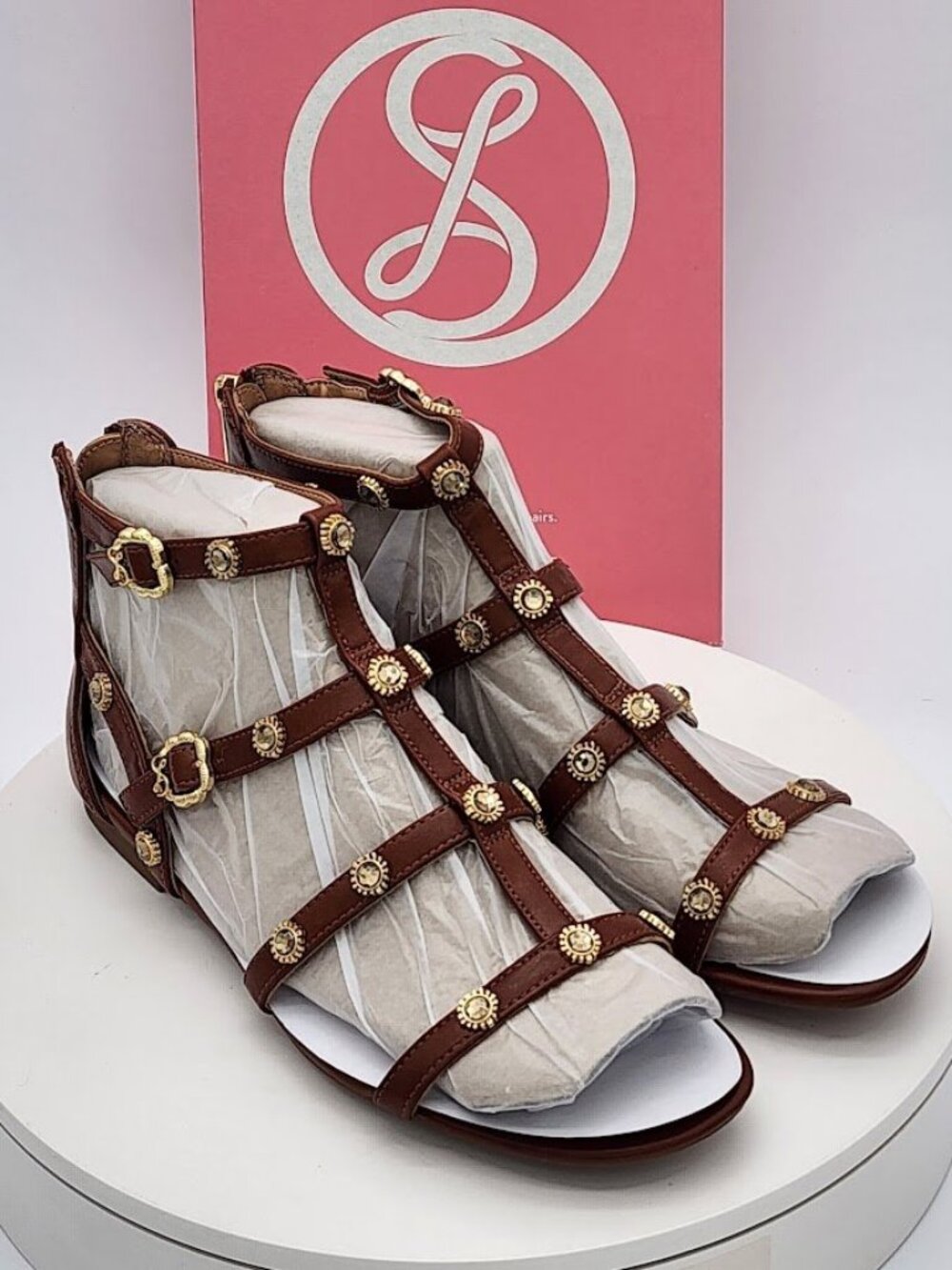 Sam & Libby Rhonda Whiskey Studded Gladiator Sandals Women’s Size 9.5